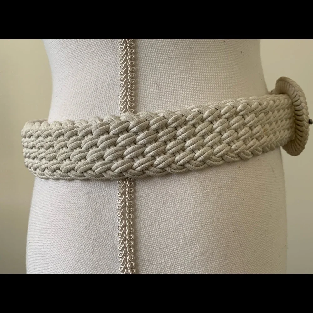 Elegant Cream Woven Belt